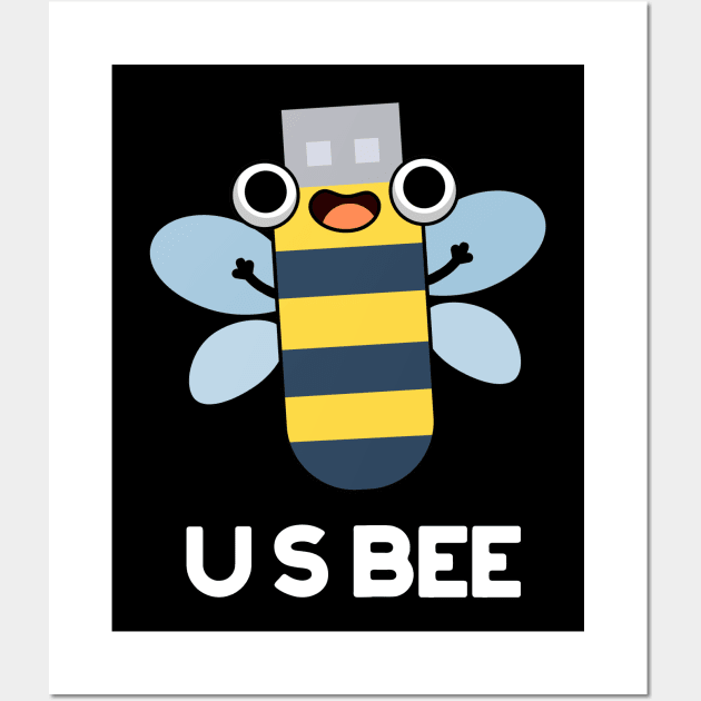 US Bee Funny USB Technical Pun Wall Art by punnybone